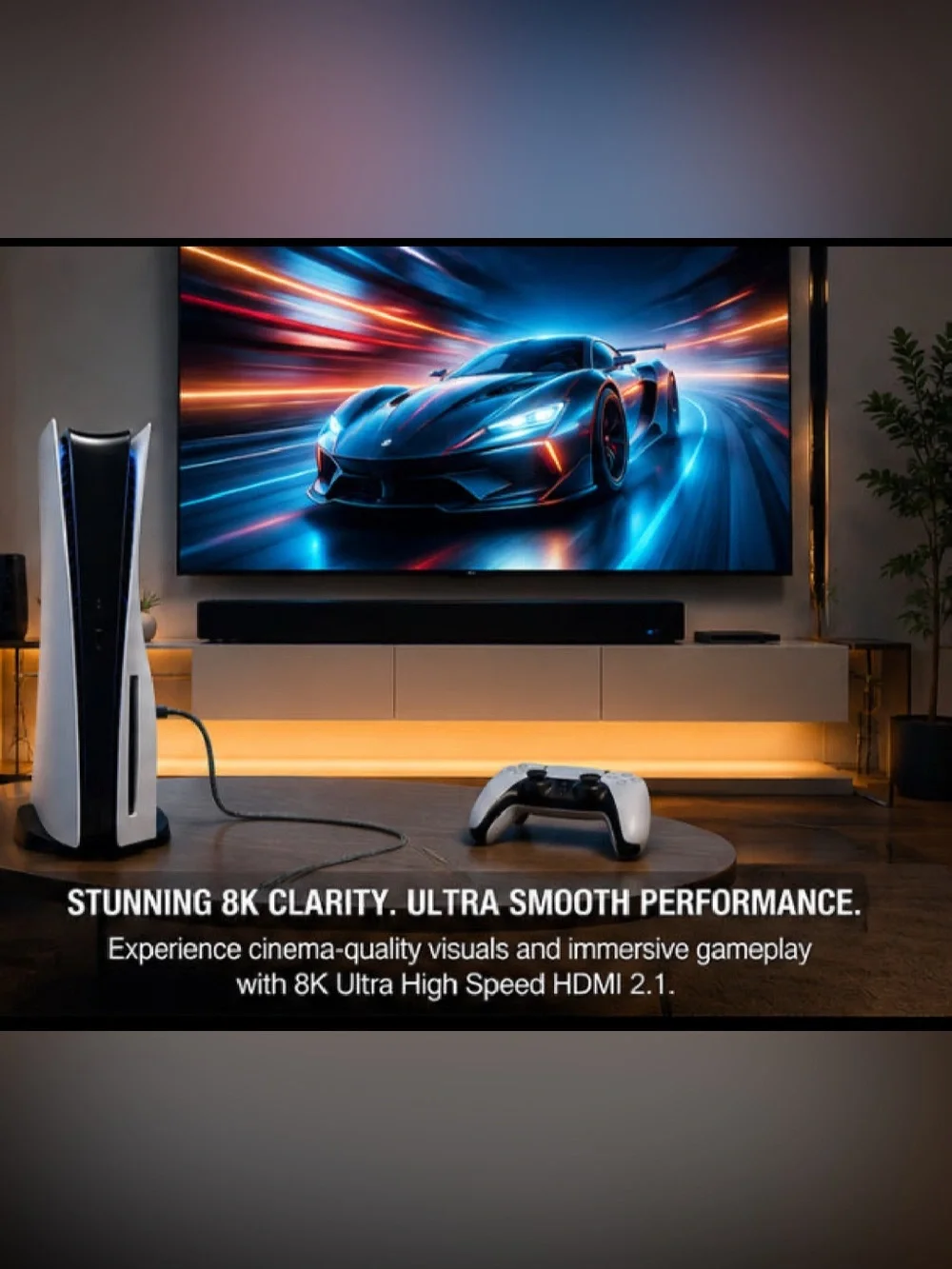 8K Ultra High Speed HDMI Cable - Gray with Gold Connectors